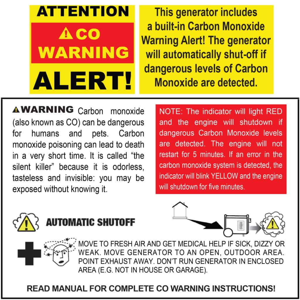 Tri Fuel Generator W CO Warning