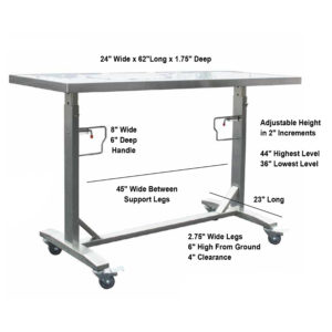 Stainless Steel Adjustable Height Work Table With Rolling Locking Casters