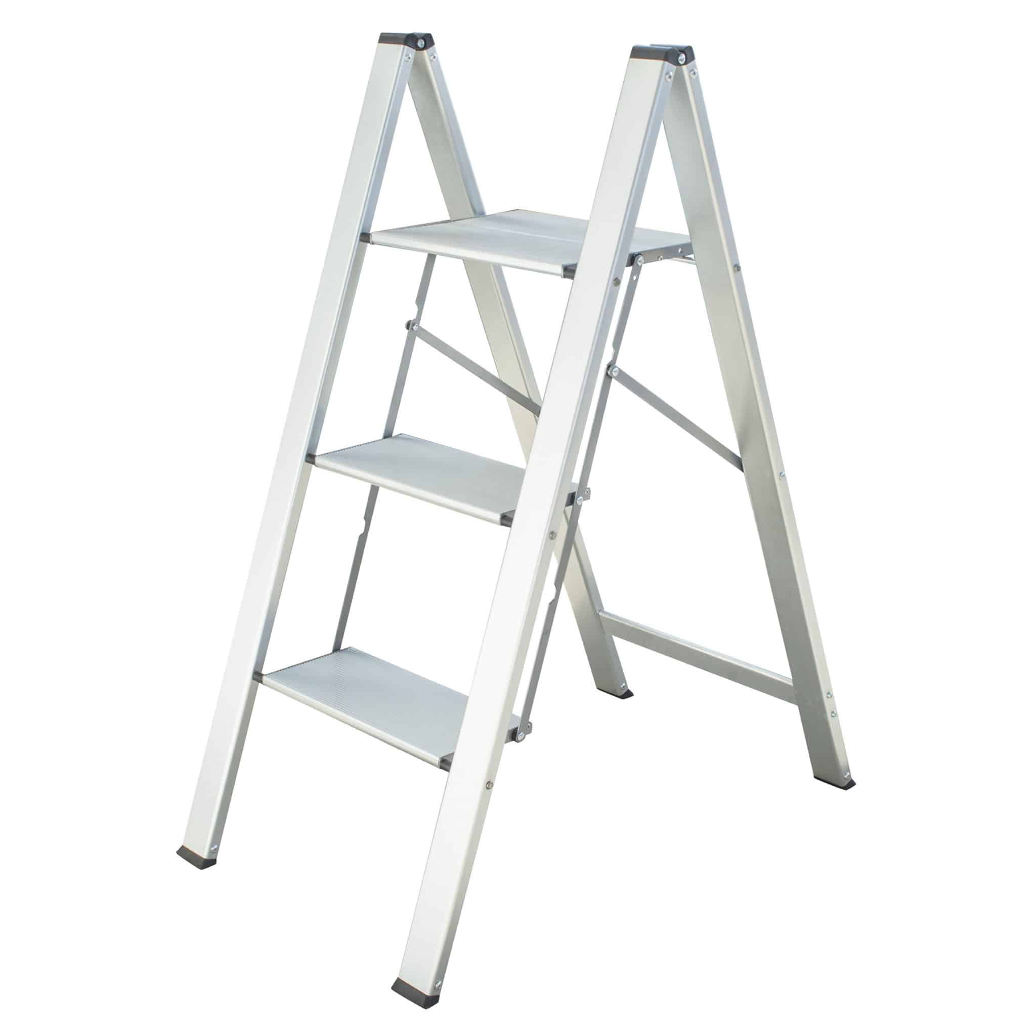 AmeriHome Ultra Slim Aluminum Three Step Folding Utility Step Ladder ...