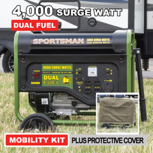 4,000 Surge Watt Dual Fuel Generator PLUS Cover and Wheel/Handle Kit